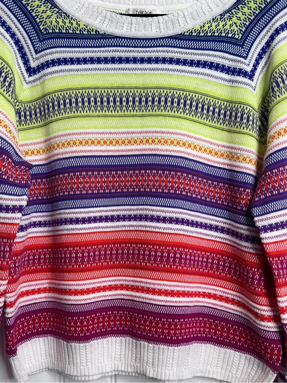Tyler Boe Multicolor Striped Fair Isle Crewneck Sweater.‎ Size Small.